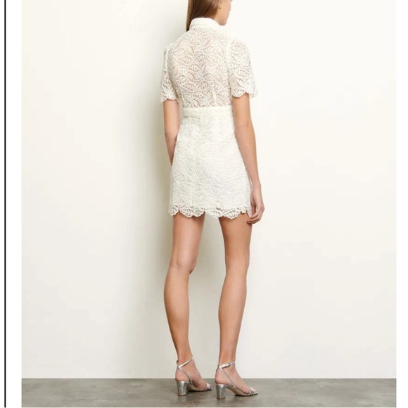 Sandro white live lace button down dress sz 36 - Picture 3 of 16
